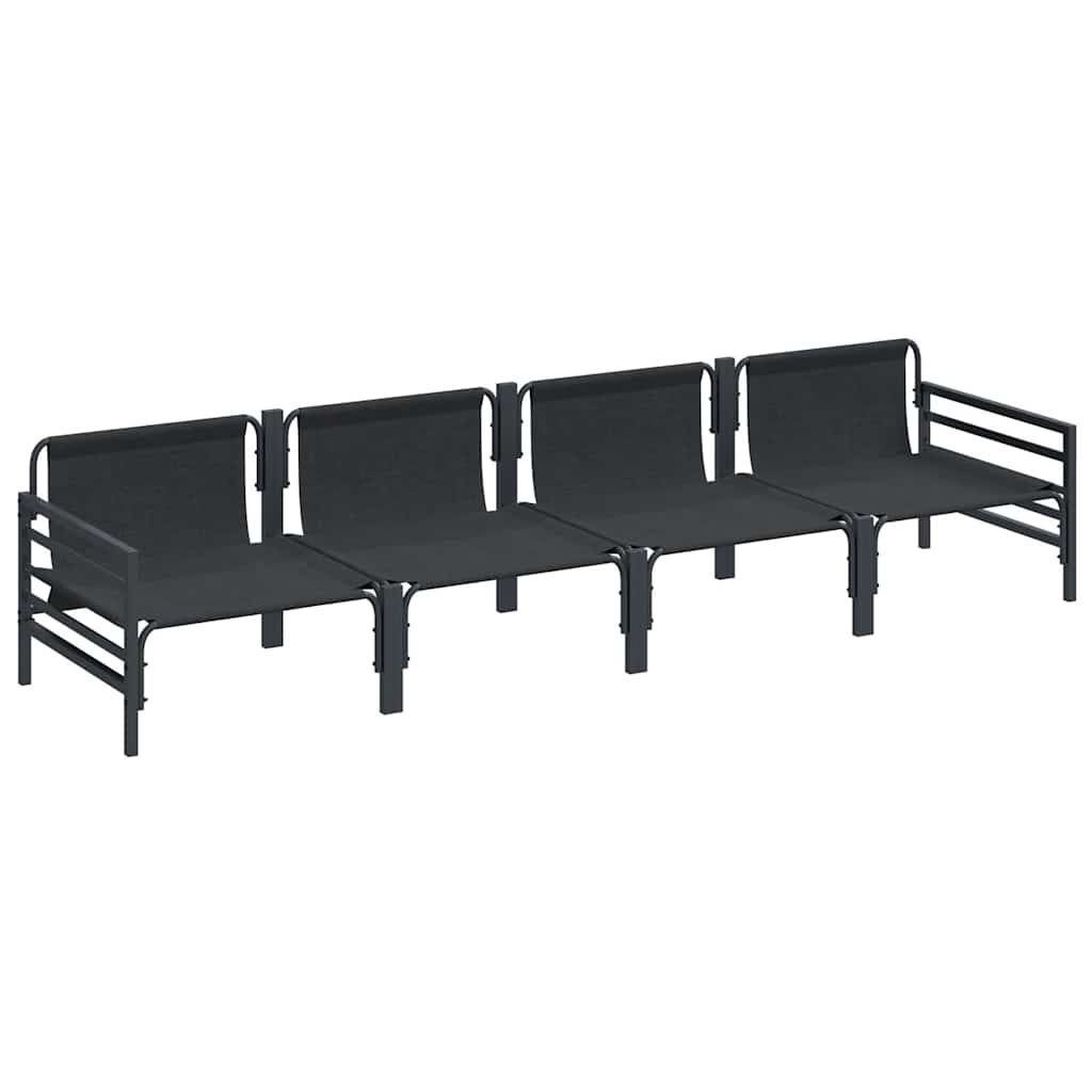 Set Divano da Giardino con cuscino 4 pcs Nero Acciaio | homemem39