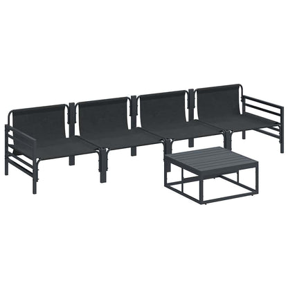 Set Divano da Giardino con cuscino 5 pcs Nero Acciaio