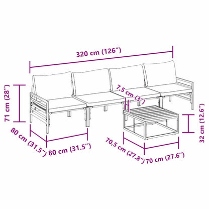 Set Divano da Giardino con cuscino 5 pcs Nero Acciaio