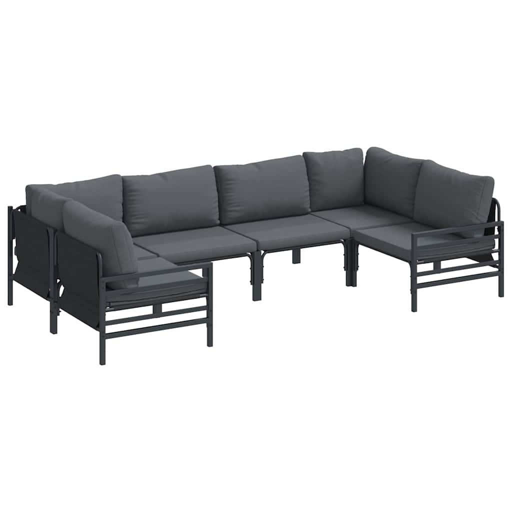 Set Divano da Giardino con cuscino 6 pcs Nero Acciaio | homemem39