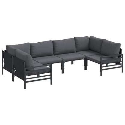 Set Divano da Giardino con cuscino 6 pcs Nero Acciaio | homemem39