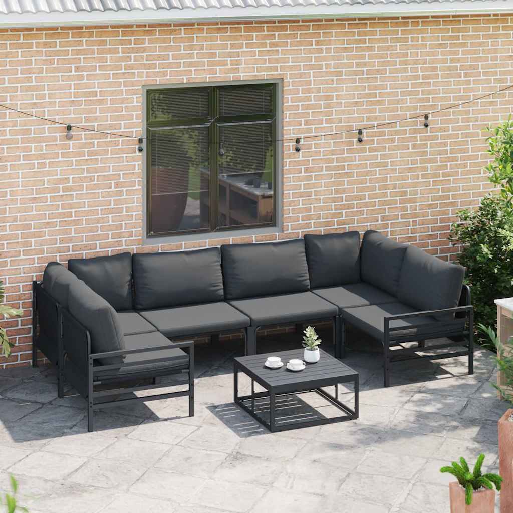 Set Divano da Giardino con cuscino 7 pcs Nero Acciaio | homemem39