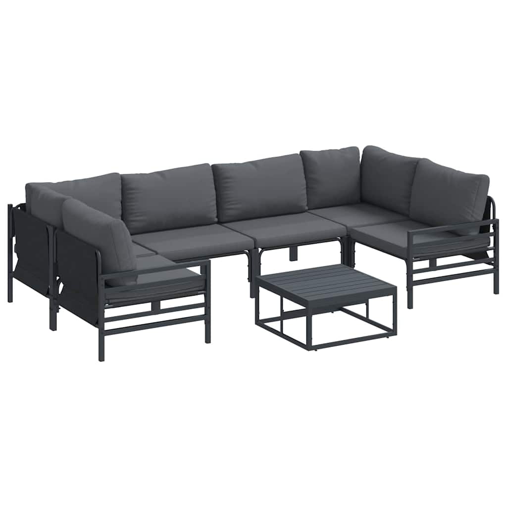 Set Divano da Giardino con cuscino 7 pcs Nero Acciaio | homemem39