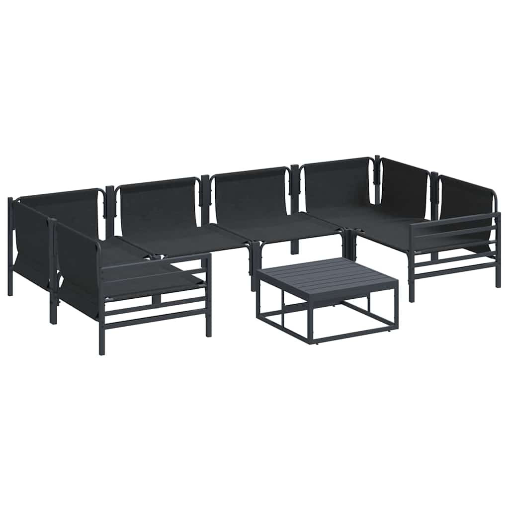 Set Divano da Giardino con cuscino 7 pcs Nero Acciaio | homemem39