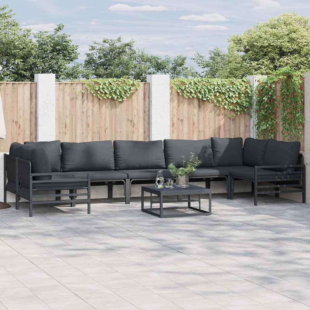 Set Divano da Giardino con cuscino 7 pcs Nero Acciaio | homemem39