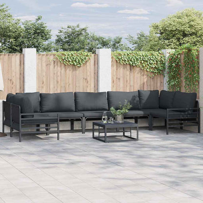 Set Divano da Giardino con cuscino 7 pcs Nero Acciaio | homemem39