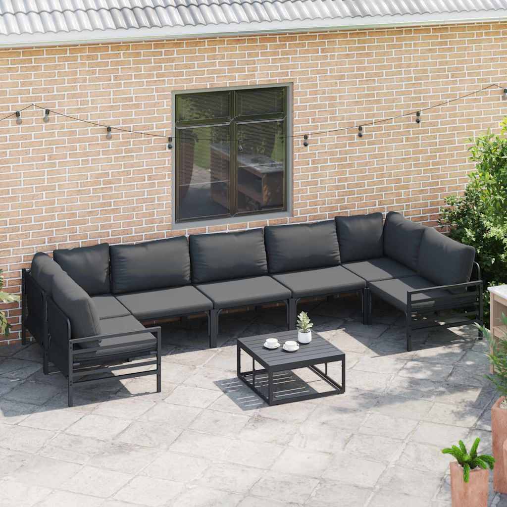 Set Divano da Giardino con cuscino 7 pcs Nero Acciaio | homemem39