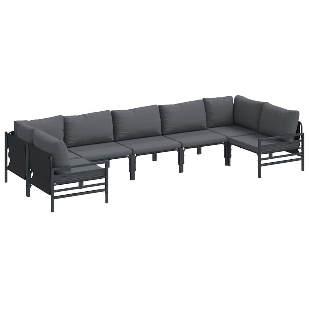 Set Divano da Giardino con cuscino 7 pcs Nero Acciaio | homemem39