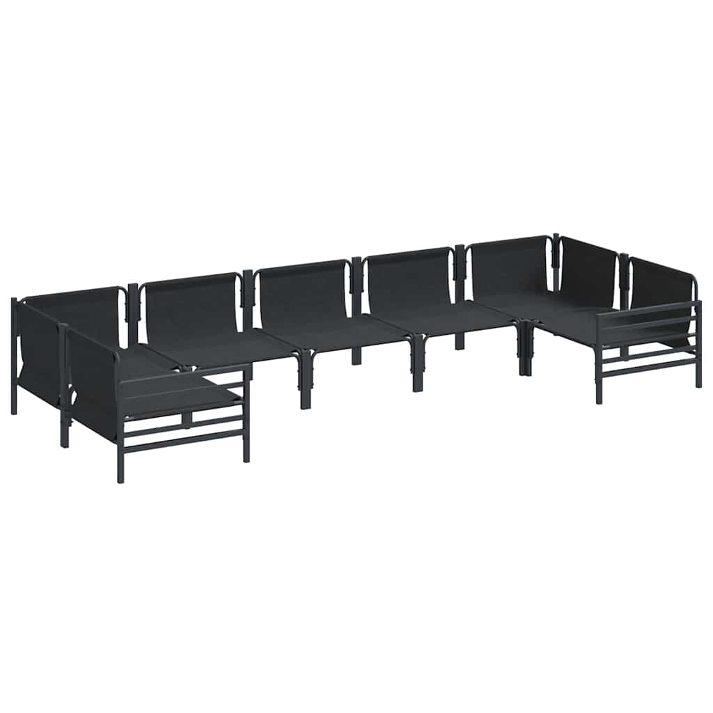 Set Divano da Giardino con cuscino 7 pcs Nero Acciaio | homemem39