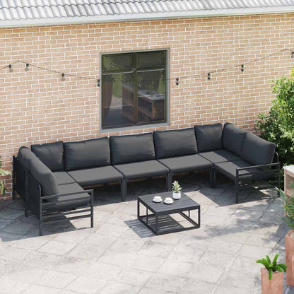 Set Divano da Giardino con cuscino 8 pcs Nero Acciaio | homemem39
