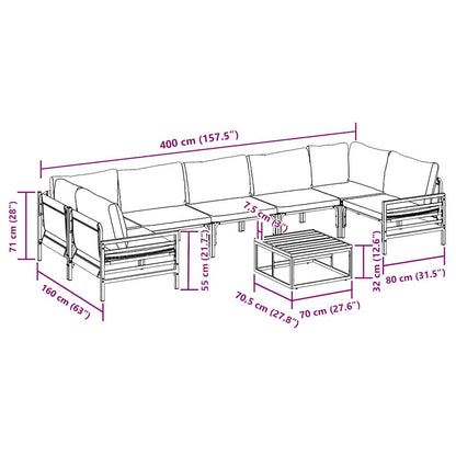 Set Divano da Giardino con cuscino 8 pcs Nero Acciaio | homemem39