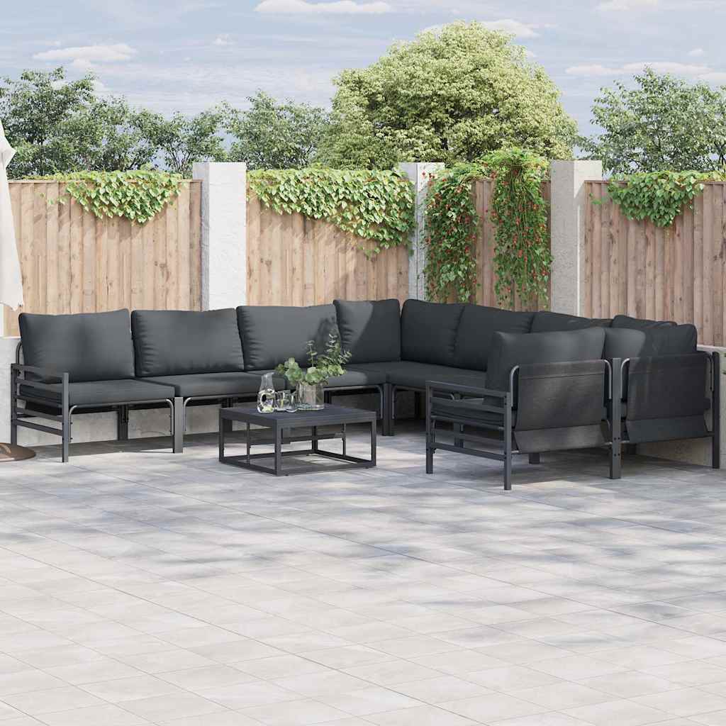 Set Divano da Giardino con cuscino 8 pcs Nero Acciaio | homemem39