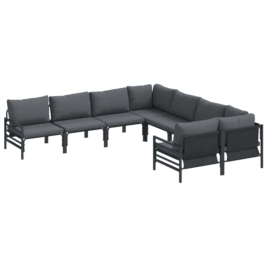 Set Divano da Giardino con cuscino 8 pcs Nero Acciaio | homemem39
