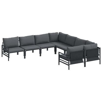 Set Divano da Giardino con cuscino 8 pcs Nero Acciaio | homemem39