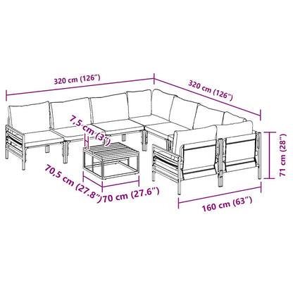 Set Divano da Giardino con cuscino 9 pcs Nero Acciaio | homemem39