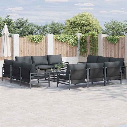 Set Divano da Giardino con cuscino 12 pcs Nero Acciaio | homemem39