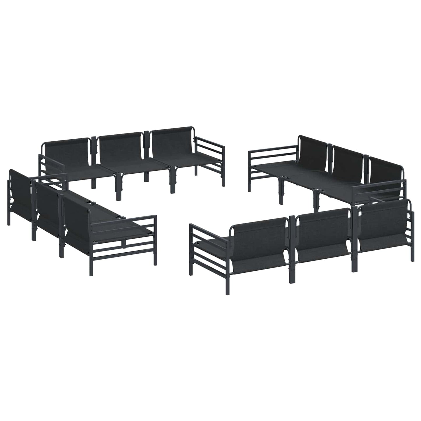 Set Divano da Giardino con cuscino 12 pcs Nero Acciaio | homemem39