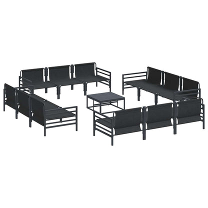 Set Divano da Giardino con cuscino 13 pcs Nero Acciaio | homemem39