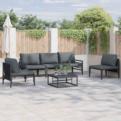 Set Divano da Giardino con cuscino 5 pcs Nero Acciaio | homemem39