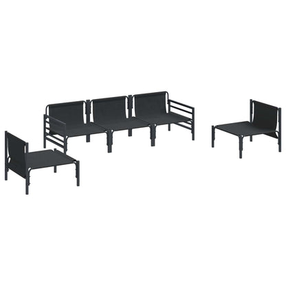 Set Divano da Giardino con cuscino 5 pcs Nero Acciaio | homemem39