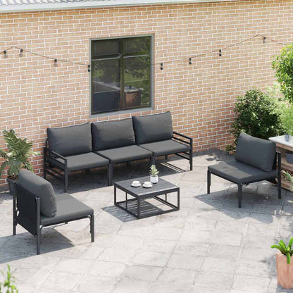 Set Divano da Giardino con cuscino 6 pcs Nero Acciaio | homemem39