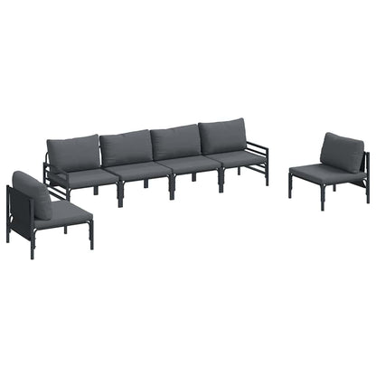Set Divano da Giardino con cuscino 6 pcs Nero Acciaio | homemem39