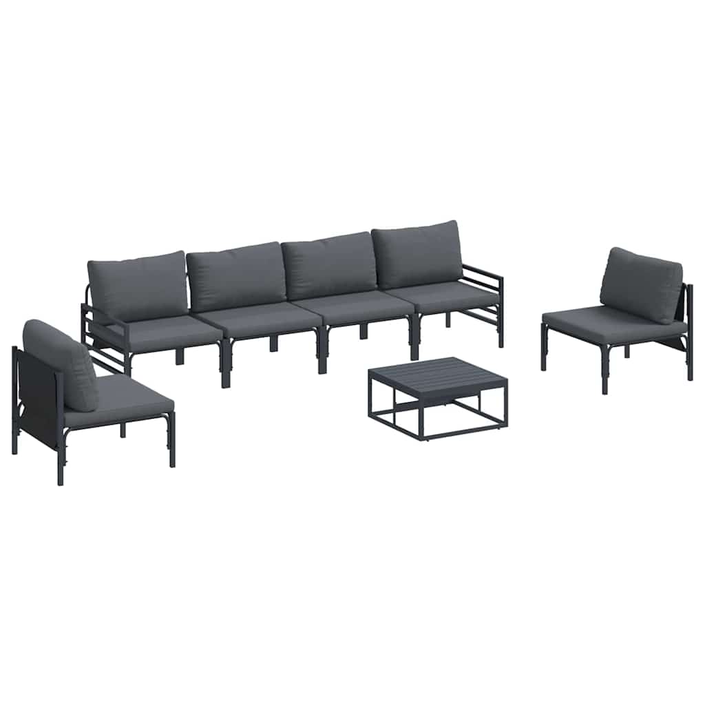 Set Divano da Giardino con cuscino 7 pcs Nero Acciaio | homemem39