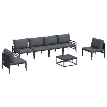 Set Divano da Giardino con cuscino 7 pcs Nero Acciaio