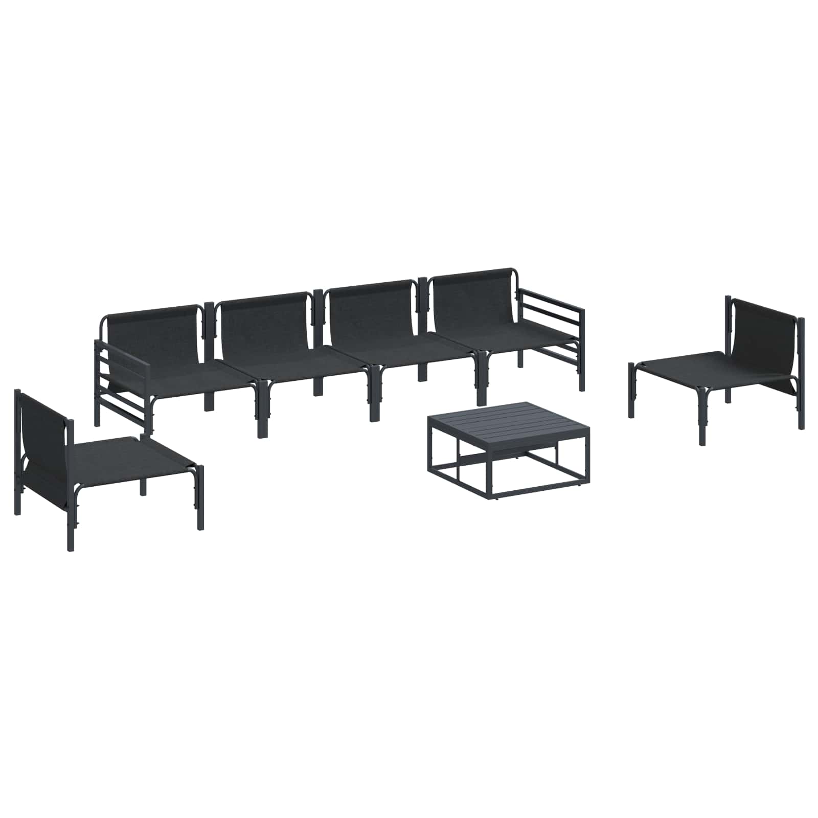 Set Divano da Giardino con cuscino 7 pcs Nero Acciaio | homemem39