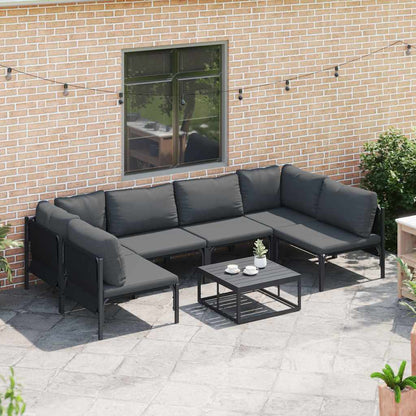 Set Divano da Giardino con cuscino 7 pcs Nero Acciaio | homemem39