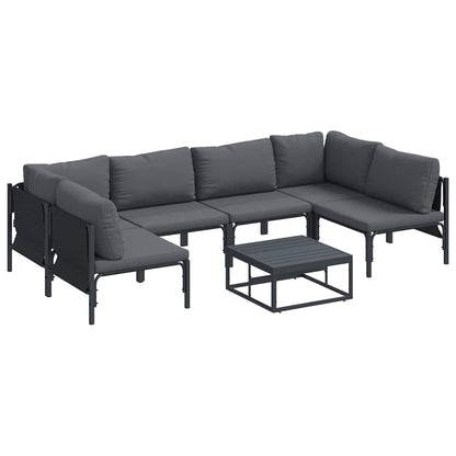 Set Divano da Giardino con cuscino 7 pcs Nero Acciaio | homemem39