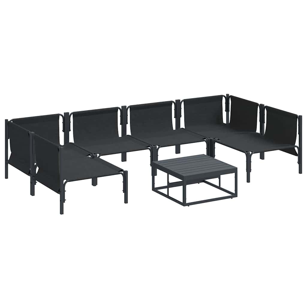 Set Divano da Giardino con cuscino 7 pcs Nero Acciaio | homemem39