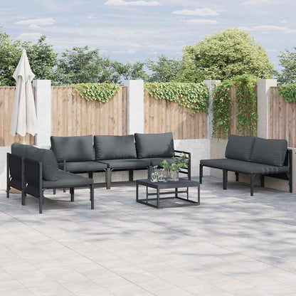 Set Divano da Giardino con cuscino 7 pcs Nero Acciaio | homemem39