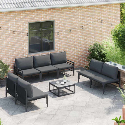 Set Divano da Giardino con cuscino 7 pcs Nero Acciaio | homemem39