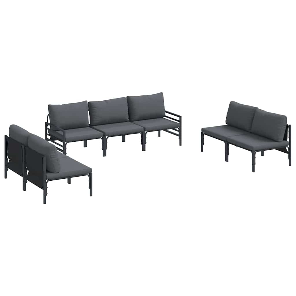 Set Divano da Giardino con cuscino 7 pcs Nero Acciaio | homemem39