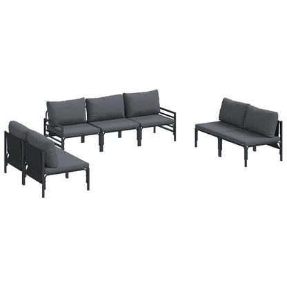 Set Divano da Giardino con cuscino 7 pcs Nero Acciaio | homemem39
