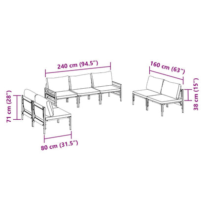 Set Divano da Giardino con cuscino 7 pcs Nero Acciaio | homemem39