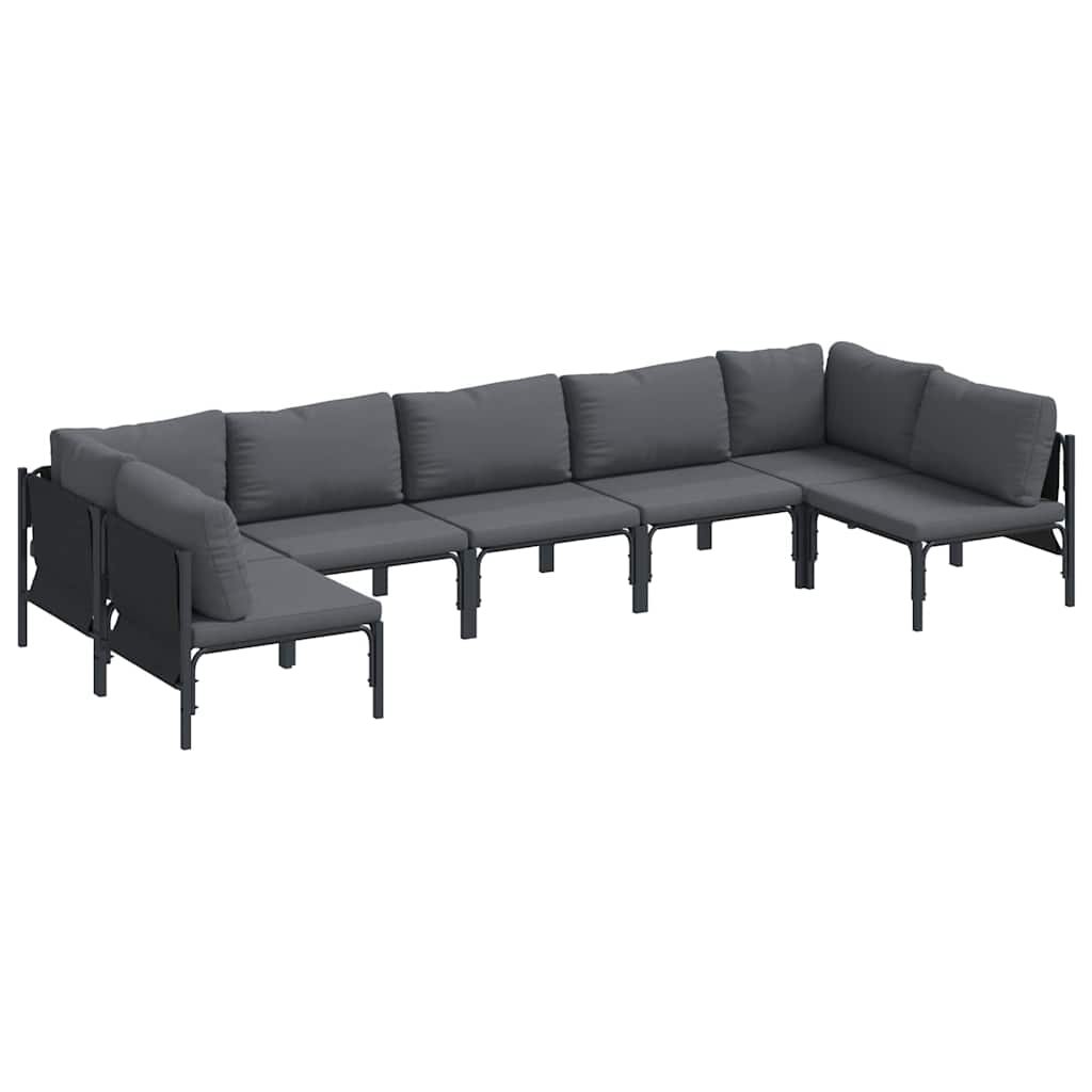 Set Divano da Giardino con cuscino 7 pcs Nero Acciaio | homemem39