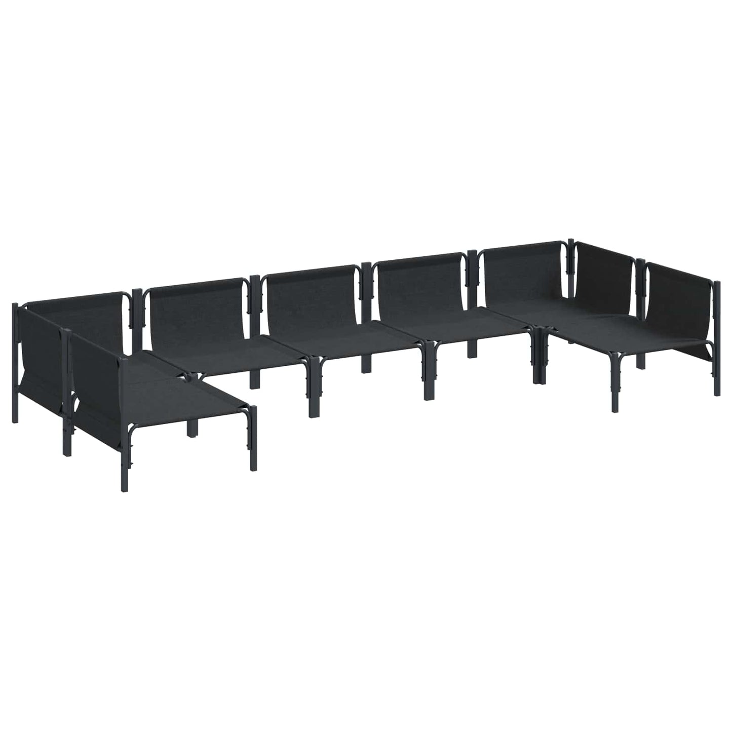 Set Divano da Giardino con cuscino 7 pcs Nero Acciaio | homemem39