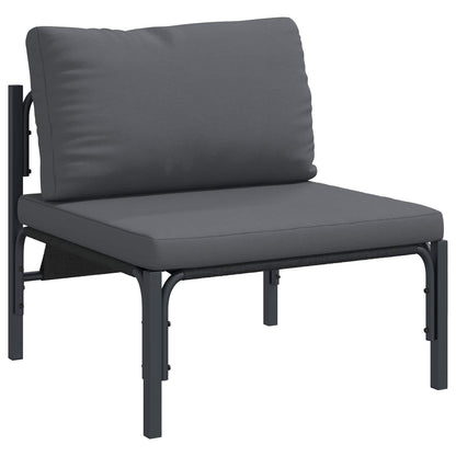 Set Divano da Giardino con cuscino 7 pcs Nero Acciaio