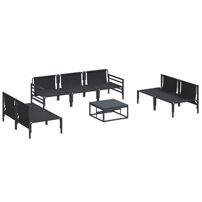Set Divano da Giardino con cuscino 8 pcs Nero Acciaio | homemem39