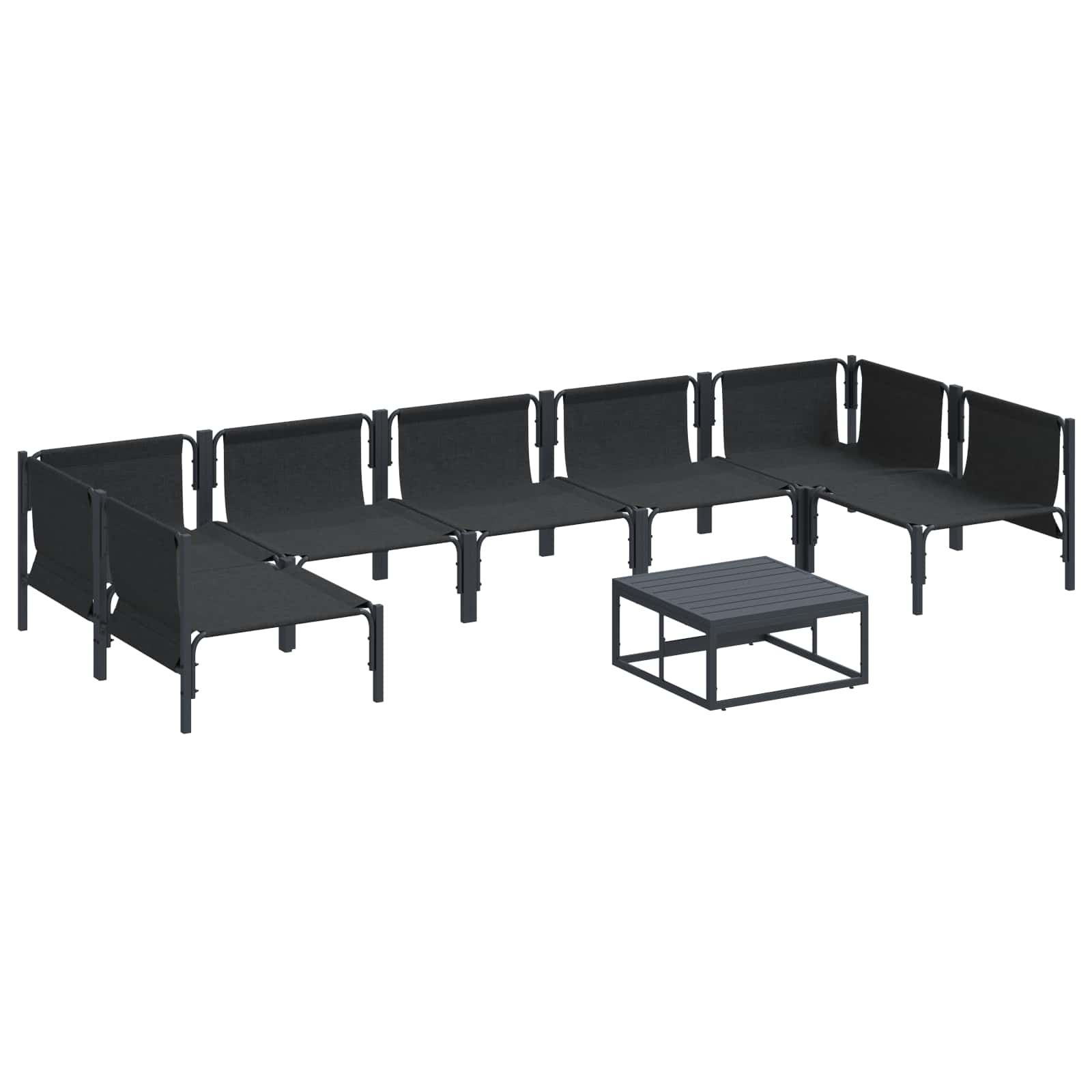 Set Divano da Giardino con cuscino 8 pcs Nero Acciaio | homemem39