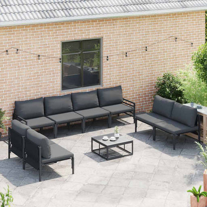 Set Divano da Giardino con cuscino 8 pcs Nero Acciaio | homemem39