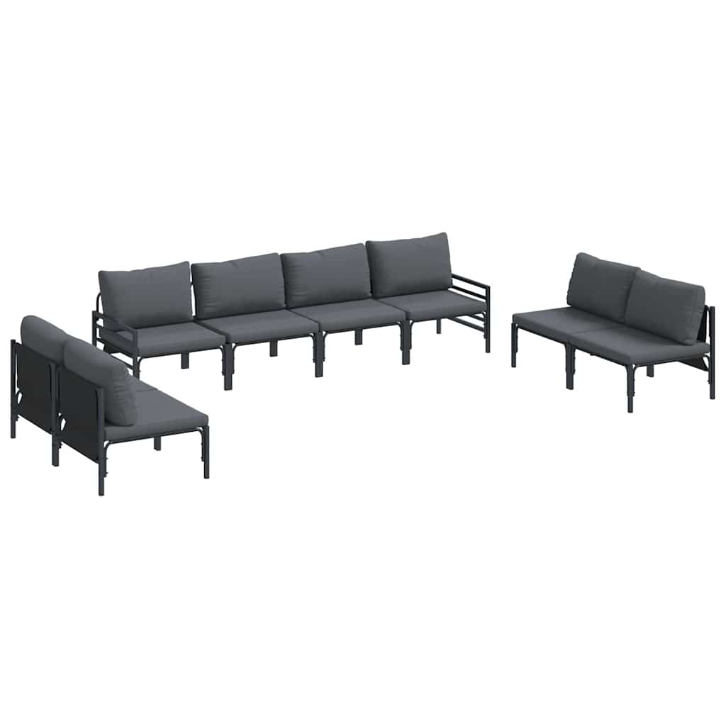 Set Divano da Giardino con cuscino 8 pcs Nero Acciaio | homemem39