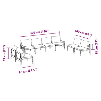Set Divano da Giardino con cuscino 8 pcs Nero Acciaio | homemem39