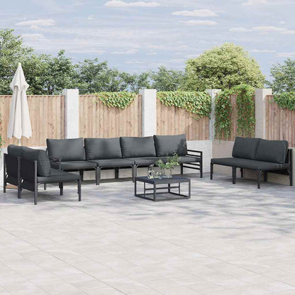 Set Divano da Giardino con cuscino 9 pcs Nero Acciaio | homemem39