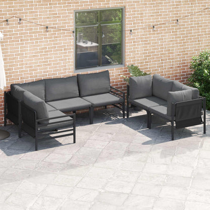 Set Divano da Giardino con cuscino 6 pcs Nero Acciaio | homemem39