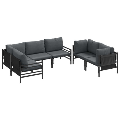 Set Divano da Giardino con cuscino 6 pcs Nero Acciaio