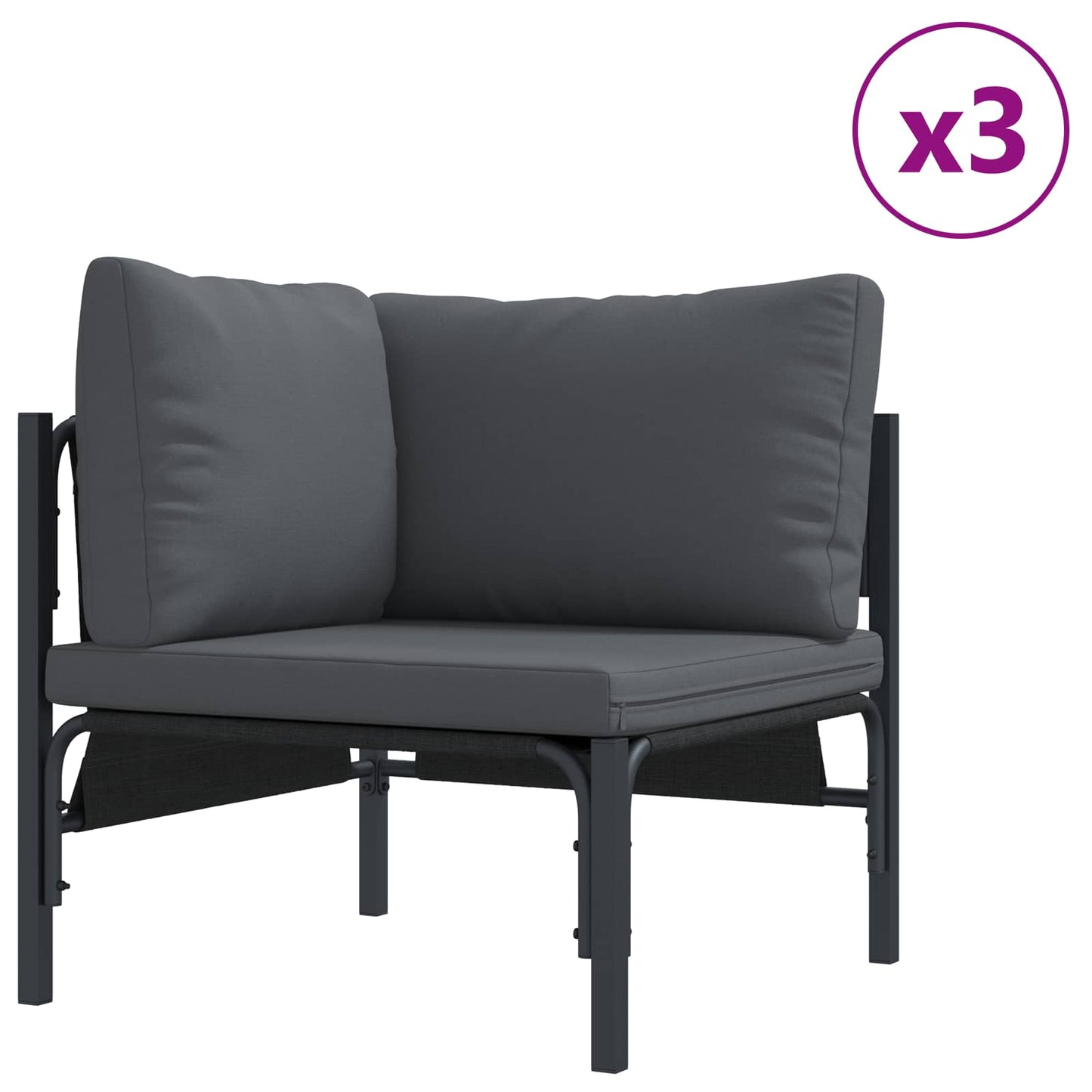 Set Divano da Giardino con cuscino 6 pcs Nero Acciaio | homemem39