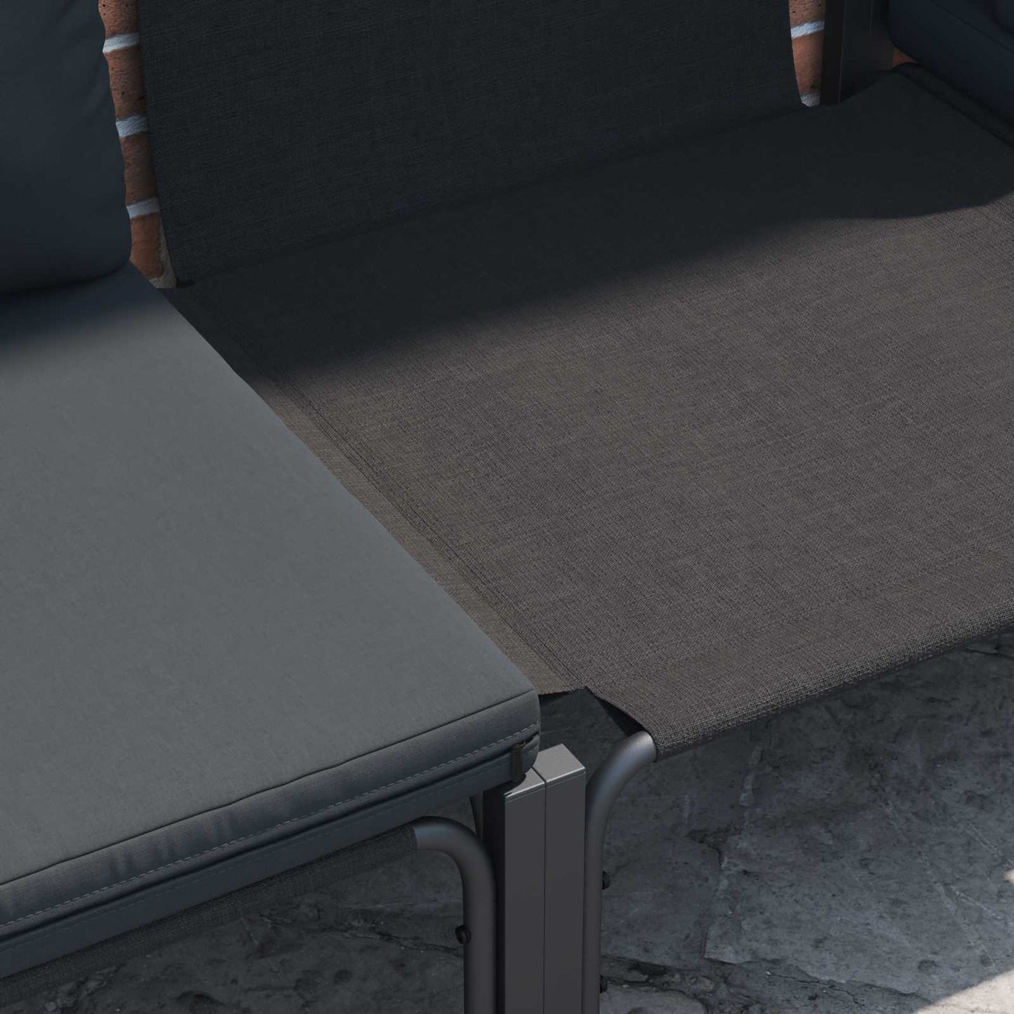 Set Divano da Giardino con cuscino 5 pcs Nero Acciaio